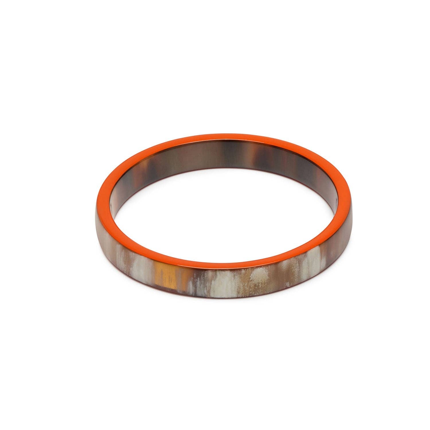 Schmaler natürlicher Armreif in Orange und Braun