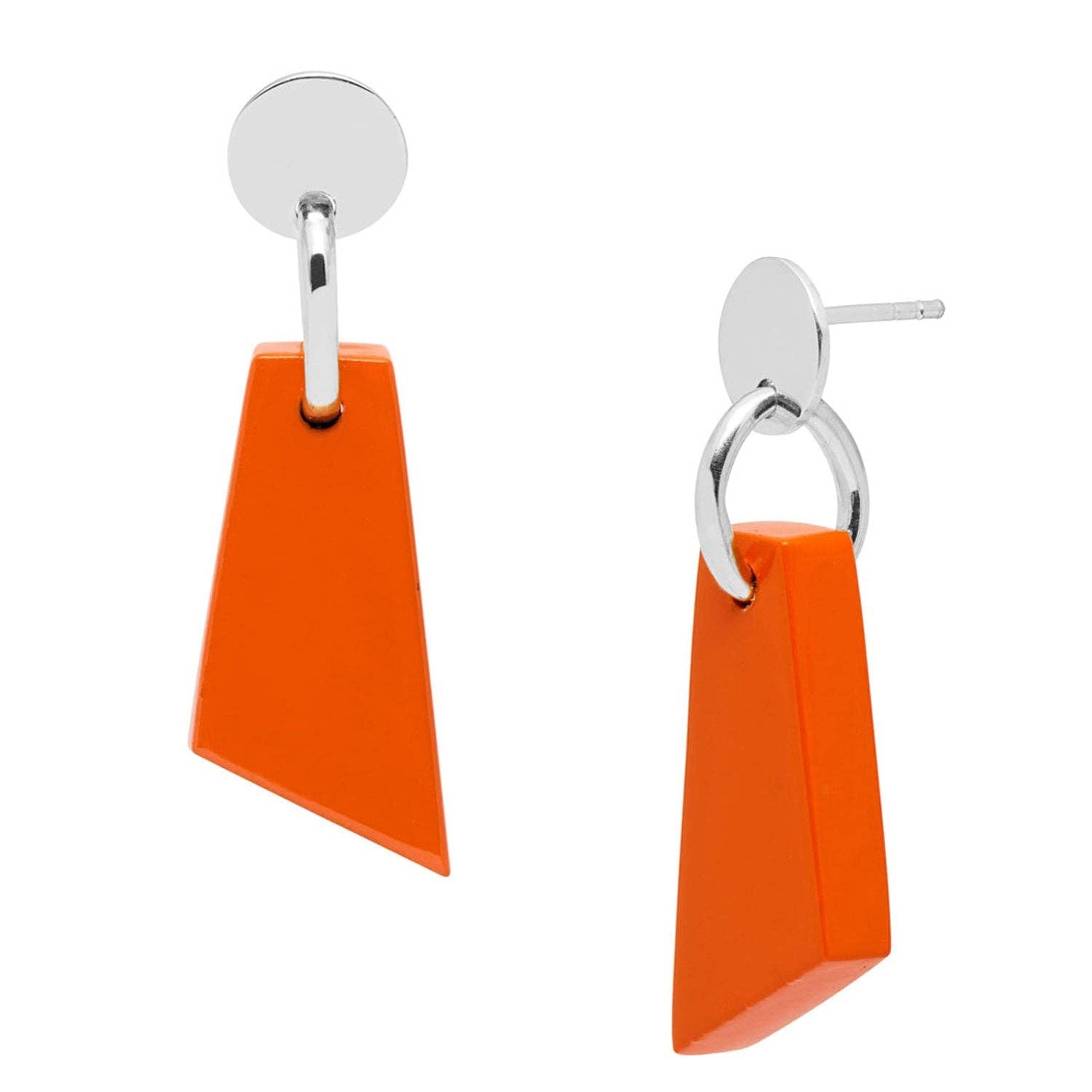Ohrhänger aus orangefarbenem Horn — Silber