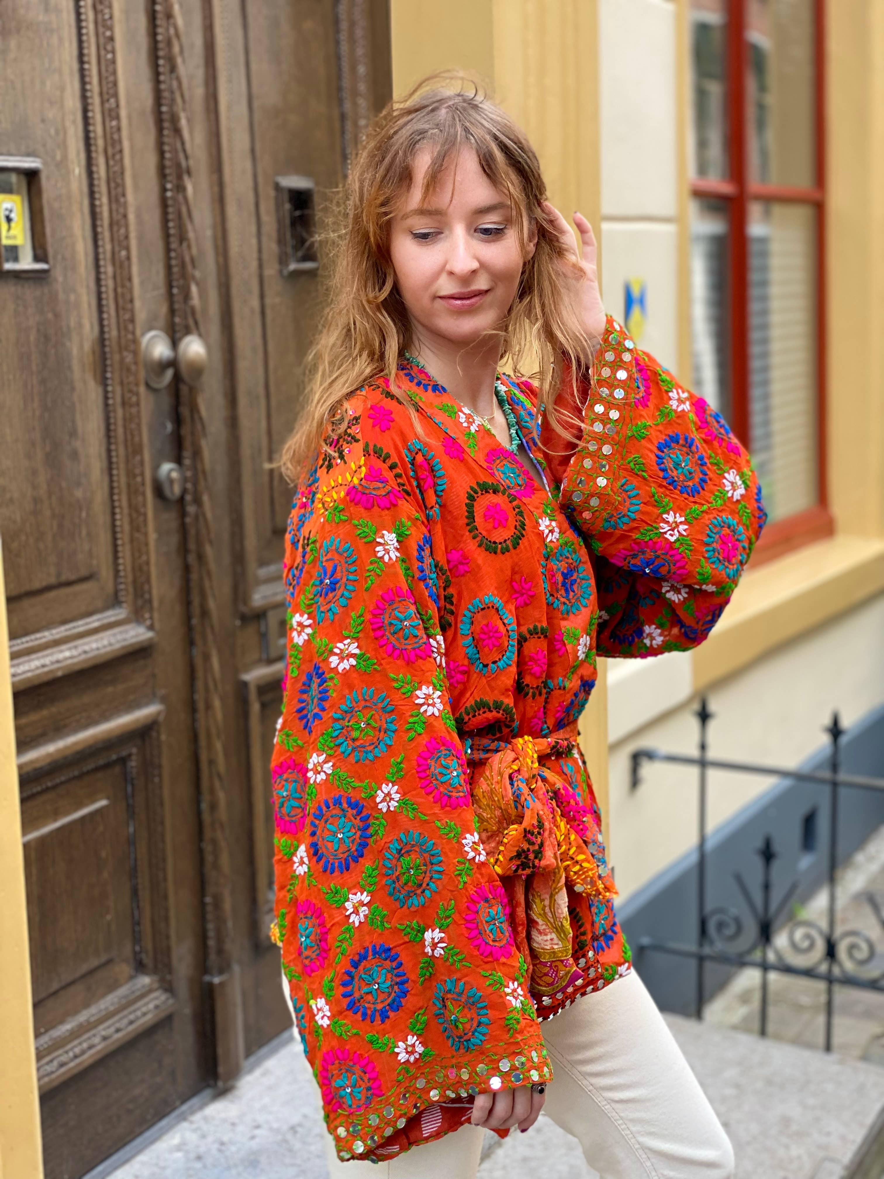 Phulkari Love Kimonojacke orange
