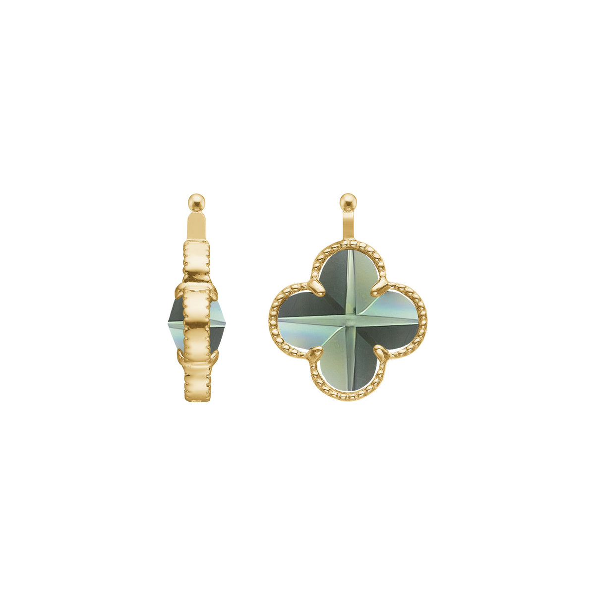 E92 – Kleines Kleeblatt aus facettiertem Glas in gold
