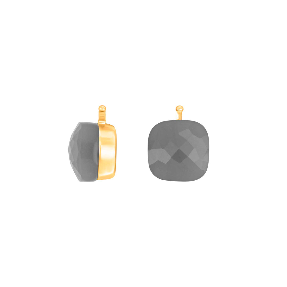 E56 – Kleines facettiertes Quadrat aus Quarzglas in gold