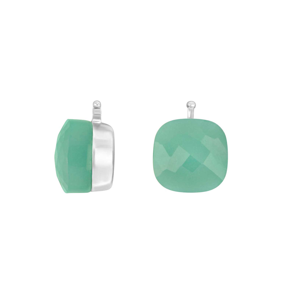 E76 – Facettiertes Quadrat aus Quarzglas in silber