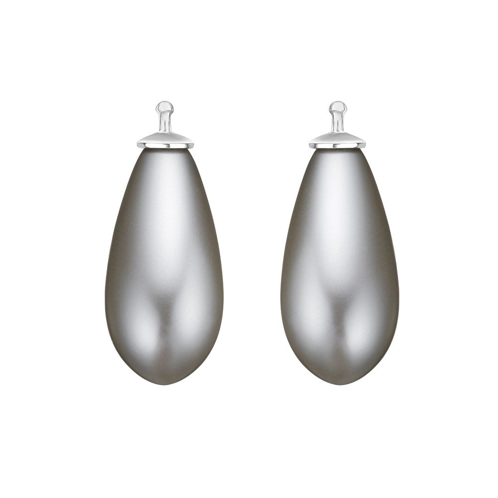 E14 – Schlanke Tropfenperle 21 x 10 mm in silber