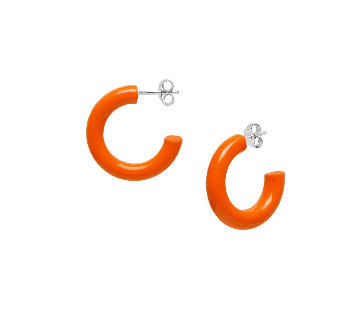 Kleine runde Horncreolen — Orange