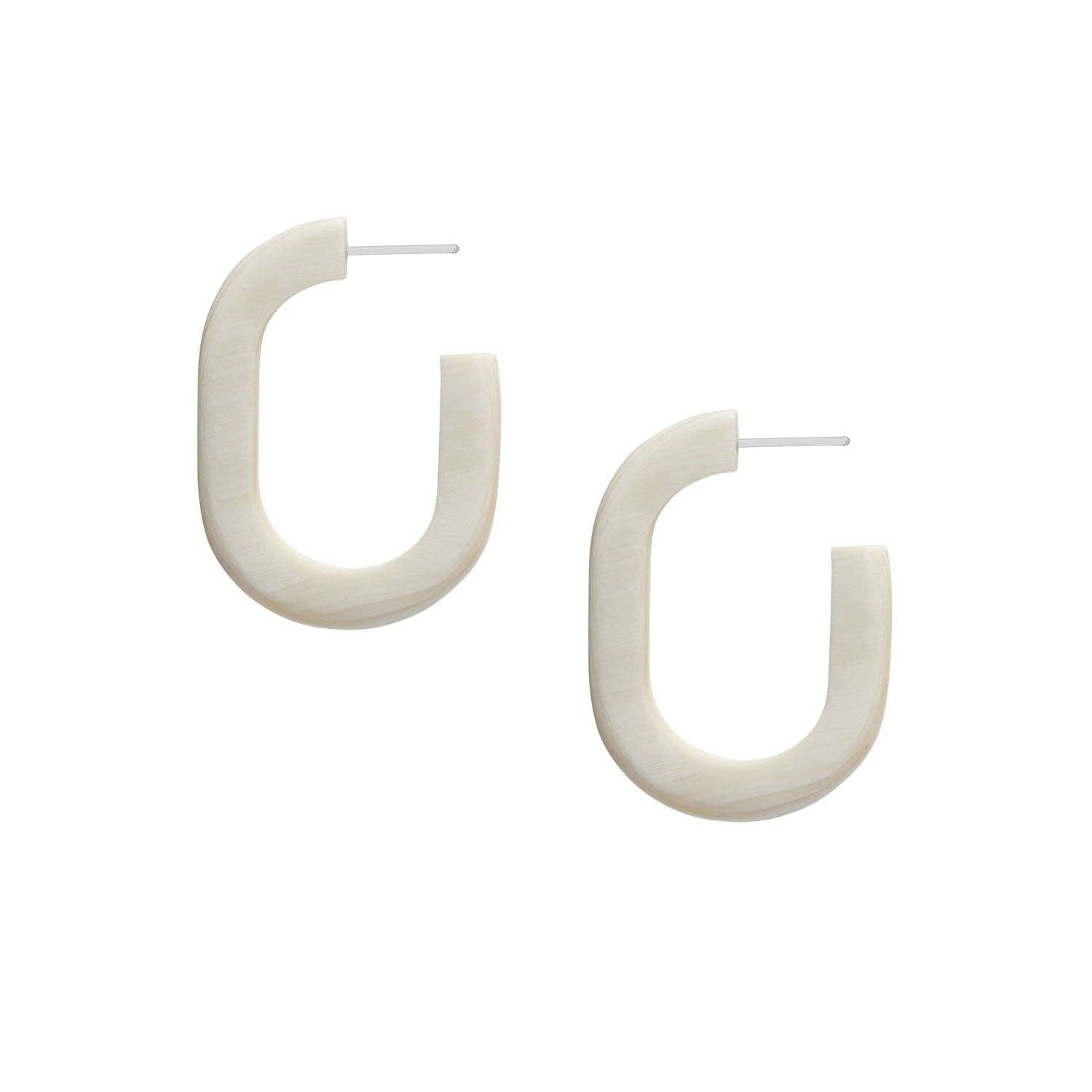 ELARA Weiße ovale natürliche Horn-Creolen / Schmuck