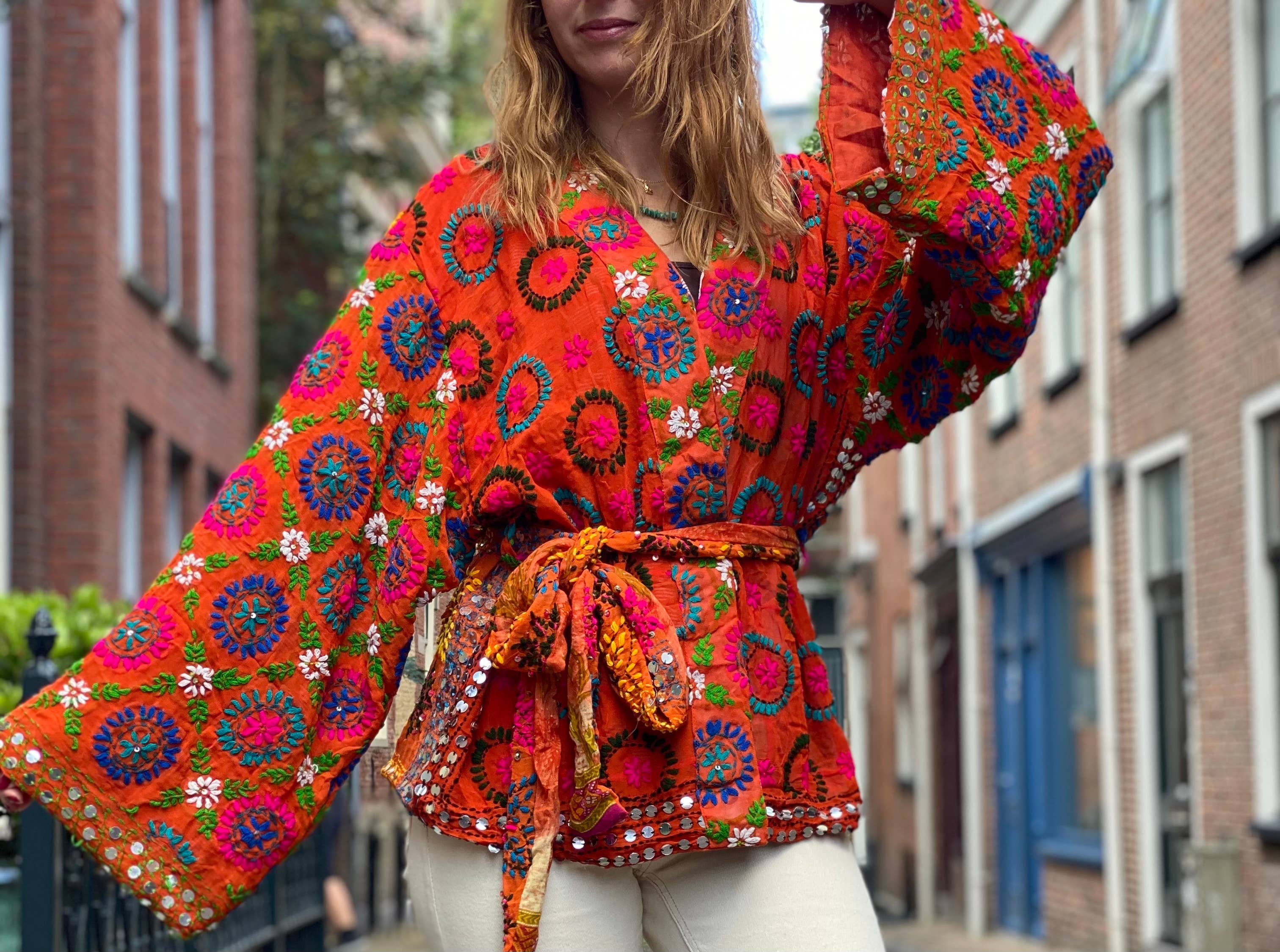 Phulkari Love Kimonojacke orange