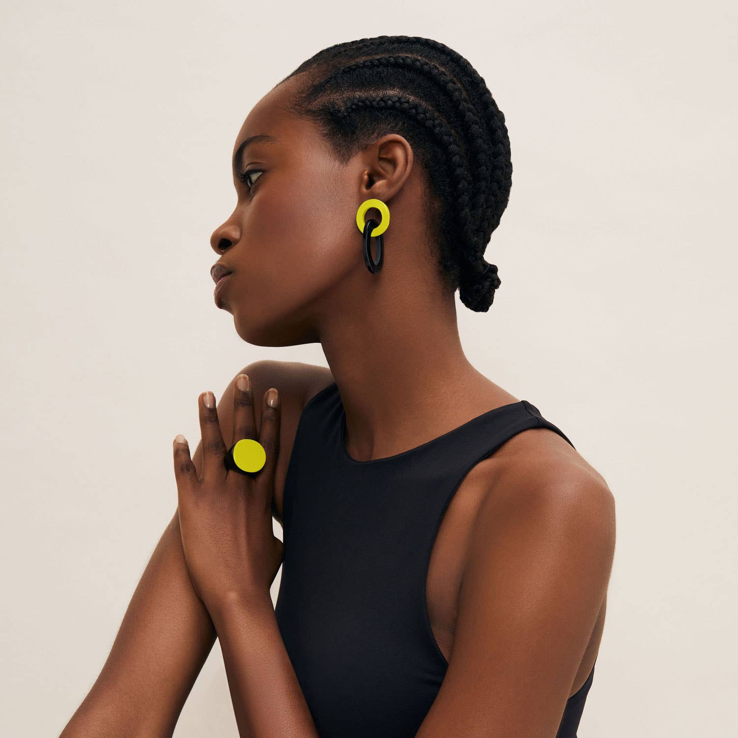 Chartreuse runder Horn handgefertigter Ring Sommer Schmuck für Frauen