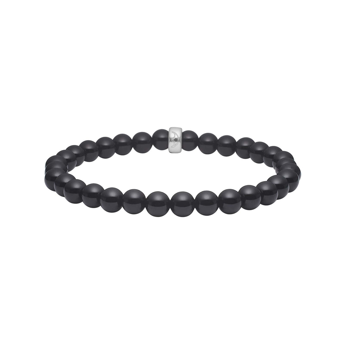 Heinzendorff Armband Schwarzer Achat 6 mm – silber