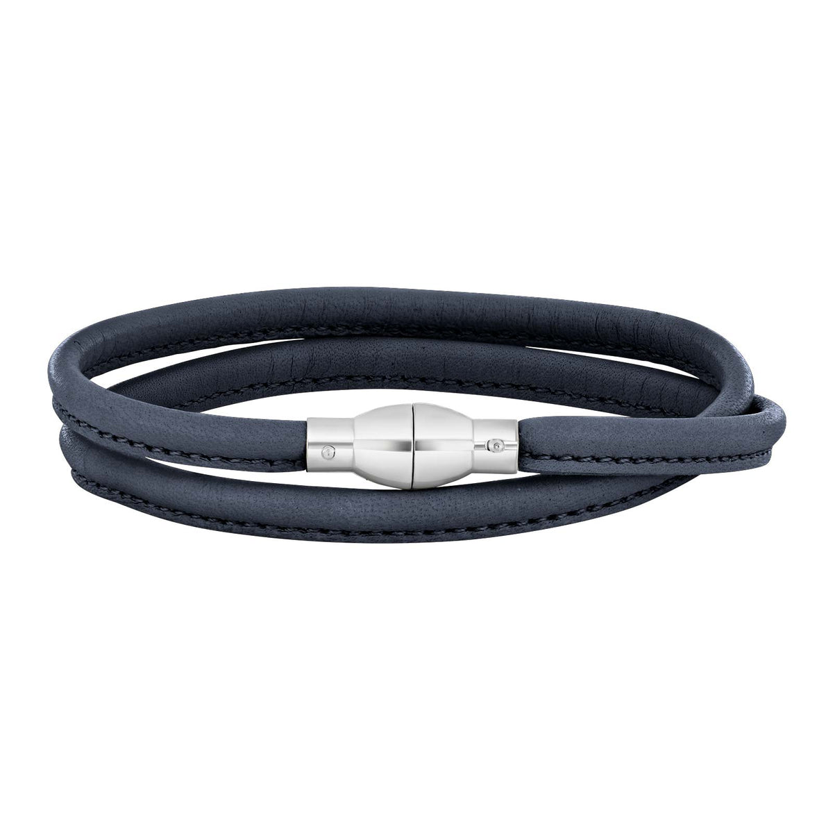 Heinzendorff Lederarmband 46 Dunkel-Blau – silber