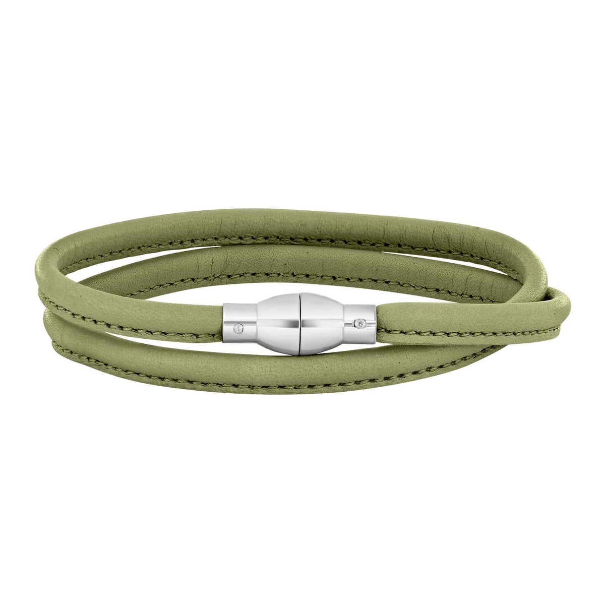 Heinzendorff Lederarmband 61 Oliv-Grün – silber