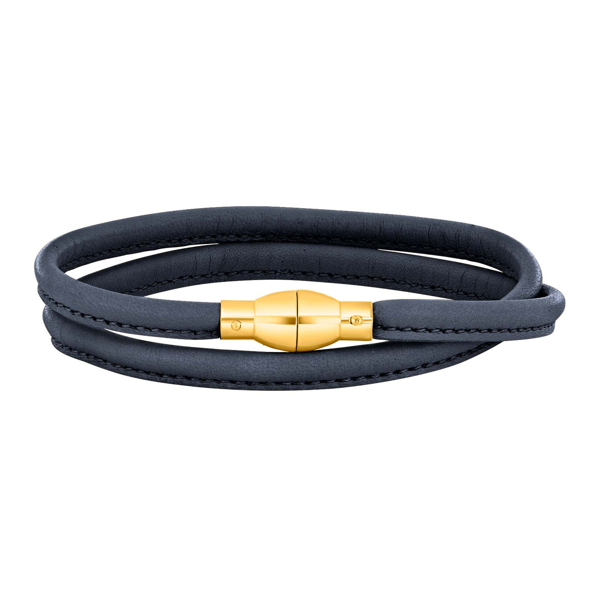 Heinzendorff Lederarmband 46 Dunkel-Blau – vergoldet