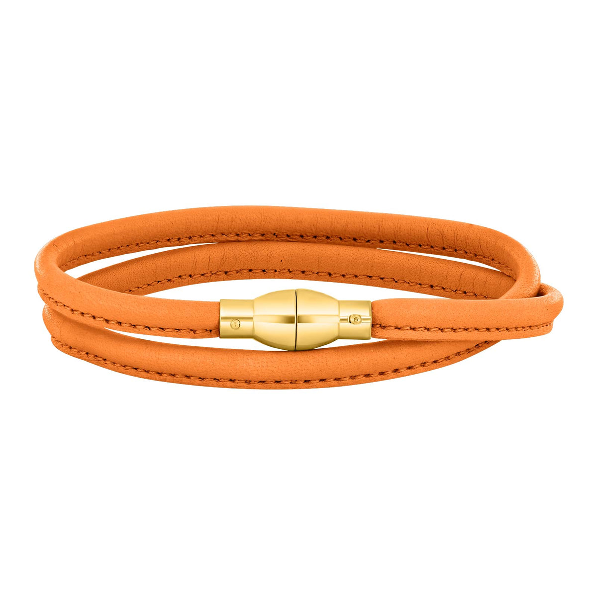 Heinzendorff Lederarmband 68 Orange – vergoldet