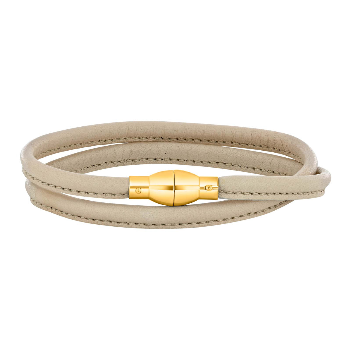Heinzendorff Lederarmband 77 Beige – vergoldet