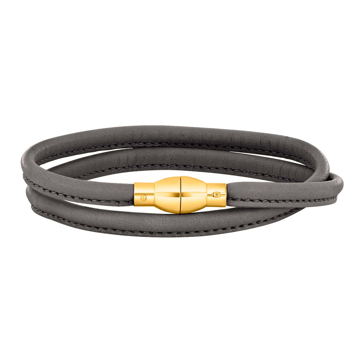 Heinzendorff Lederarmband 92 Grau – vergoldet