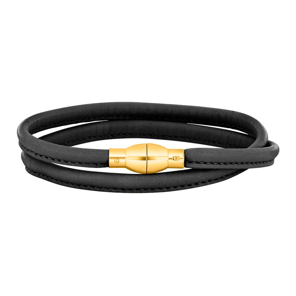 Heinzendorff Lederarmband 94 Dunkel-Grau – vergoldet