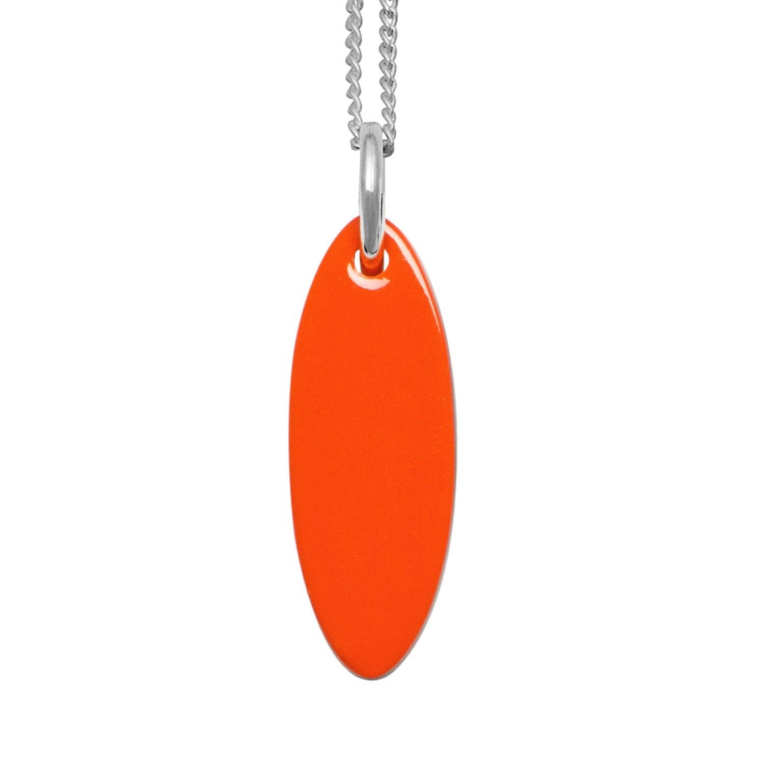 Wendbarer ovaler Anhänger in Orange und Braun - Silber
