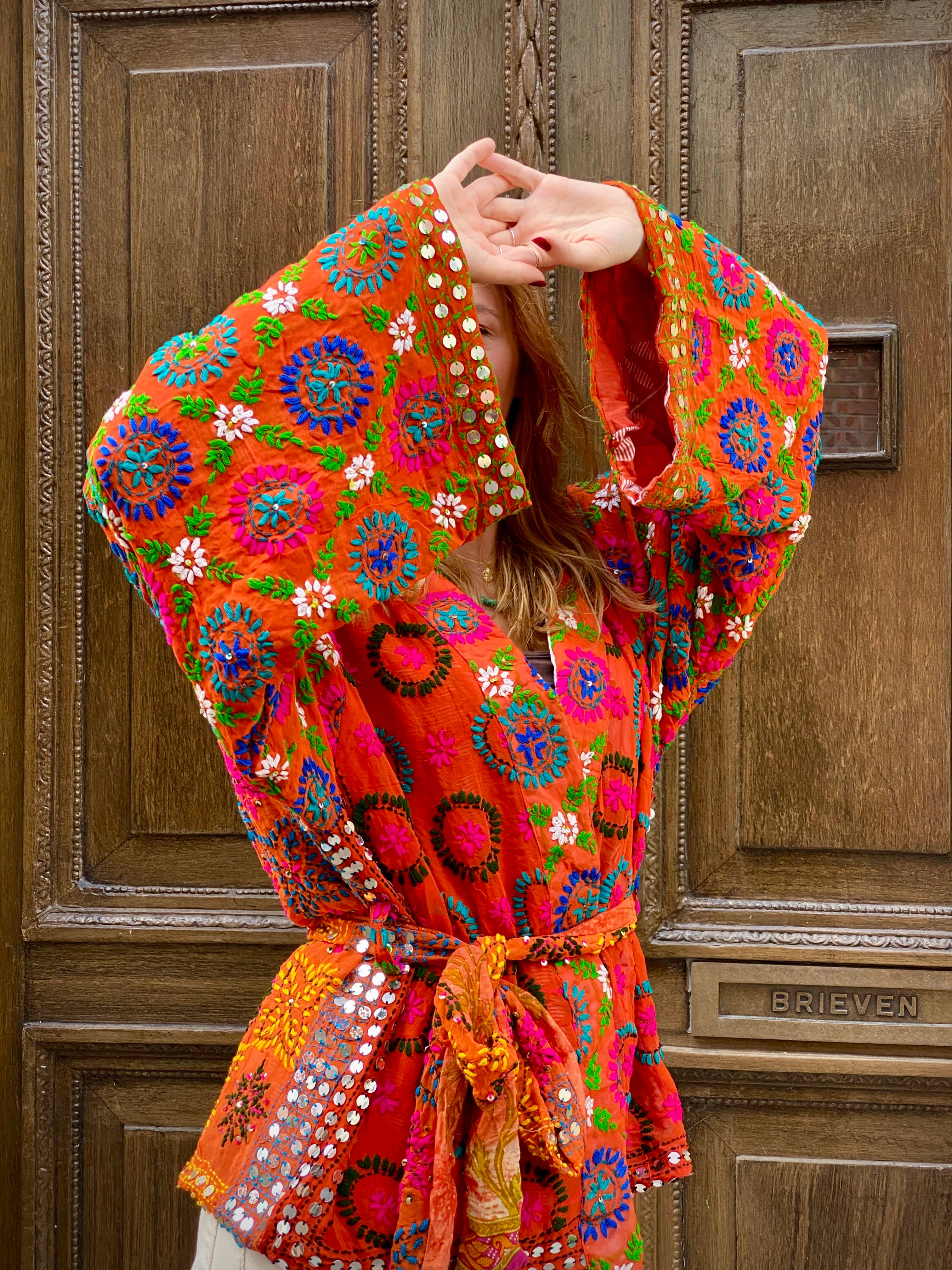 Phulkari Love Kimonojacke orange