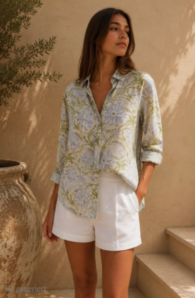 Indradanush Bluse floral lindgrün