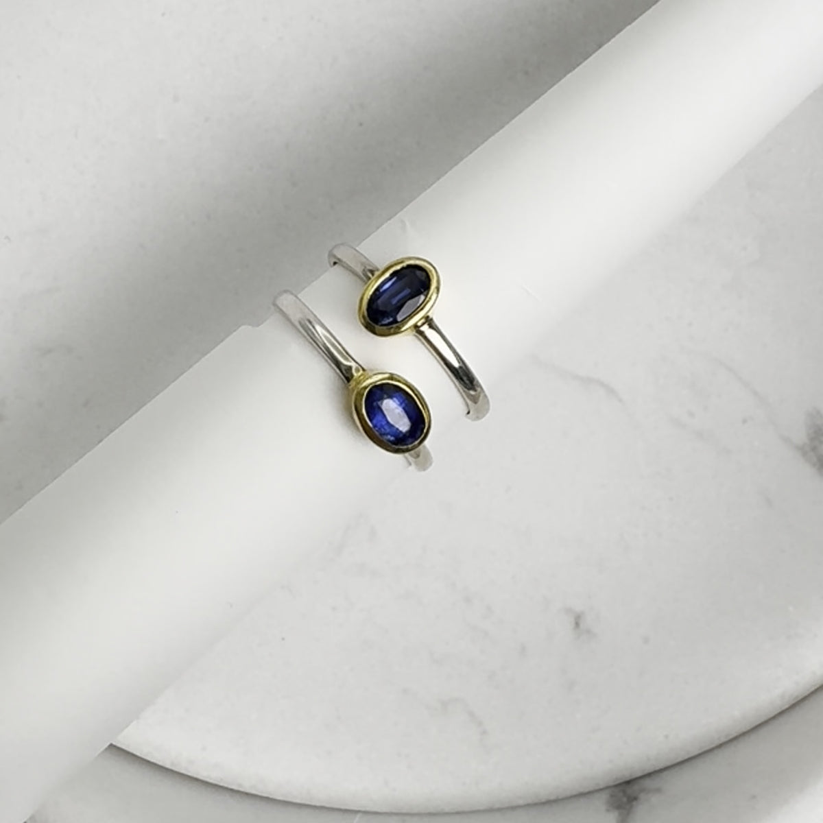 Kyanit Ring, oval, vergoldete Fassung – Sterling Silber 925