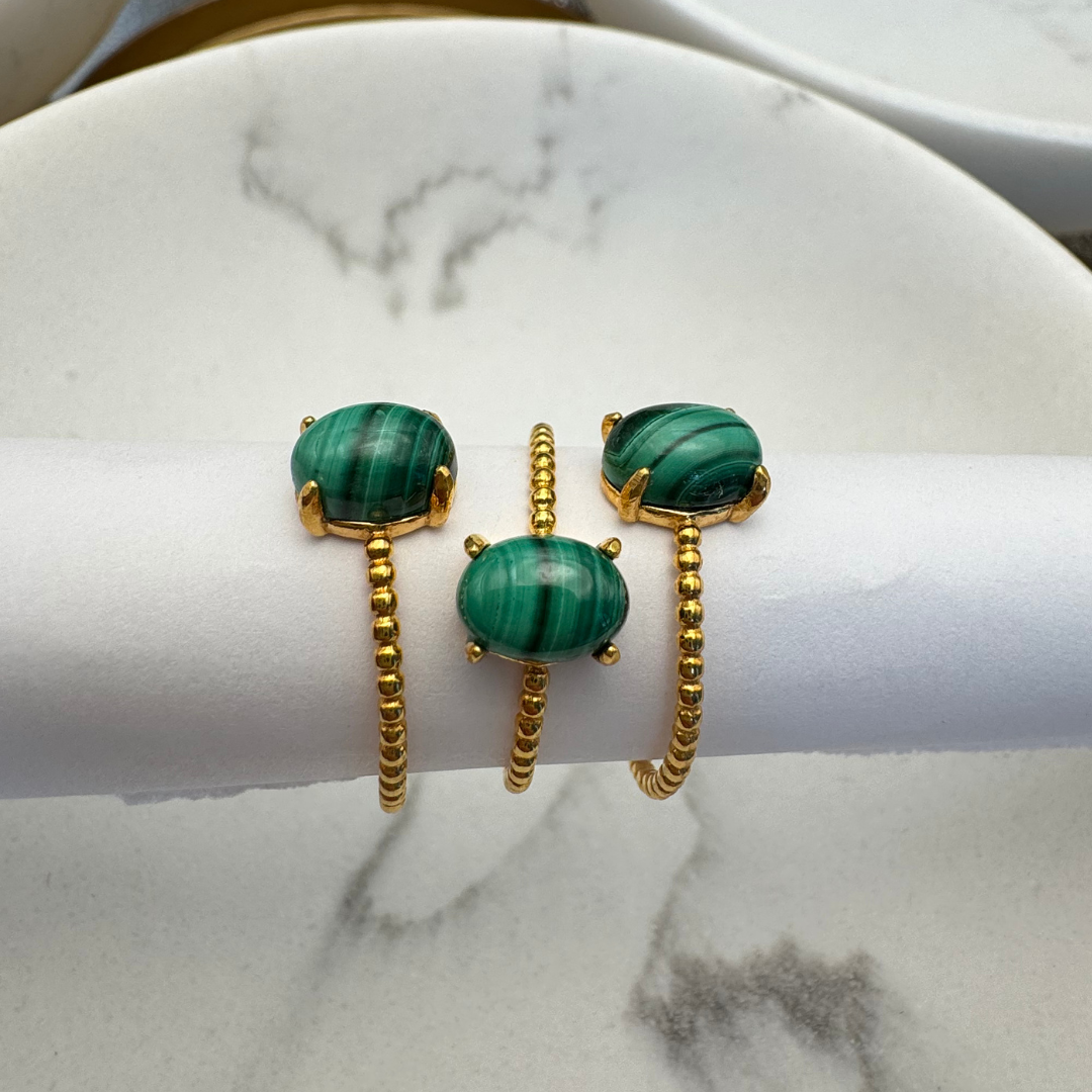 Lumiere Verte feiner Ring mit Malachit