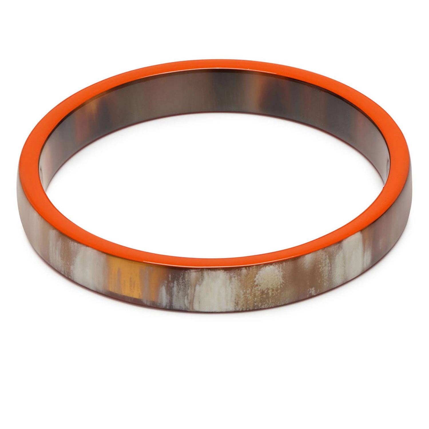 Schmaler natürlicher Armreif in Orange und Braun