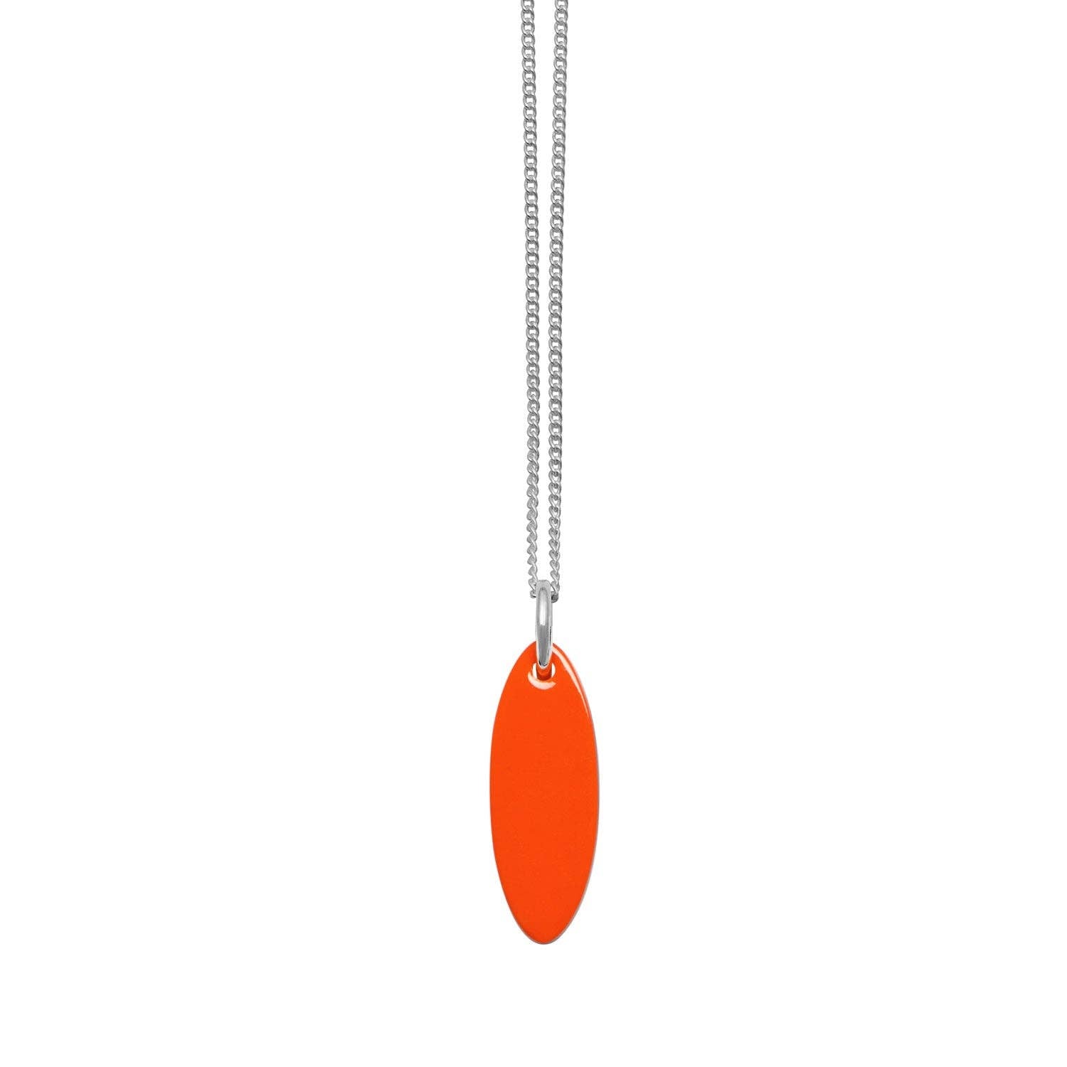 Wendbarer ovaler Anhänger in Orange und Braun - Silber