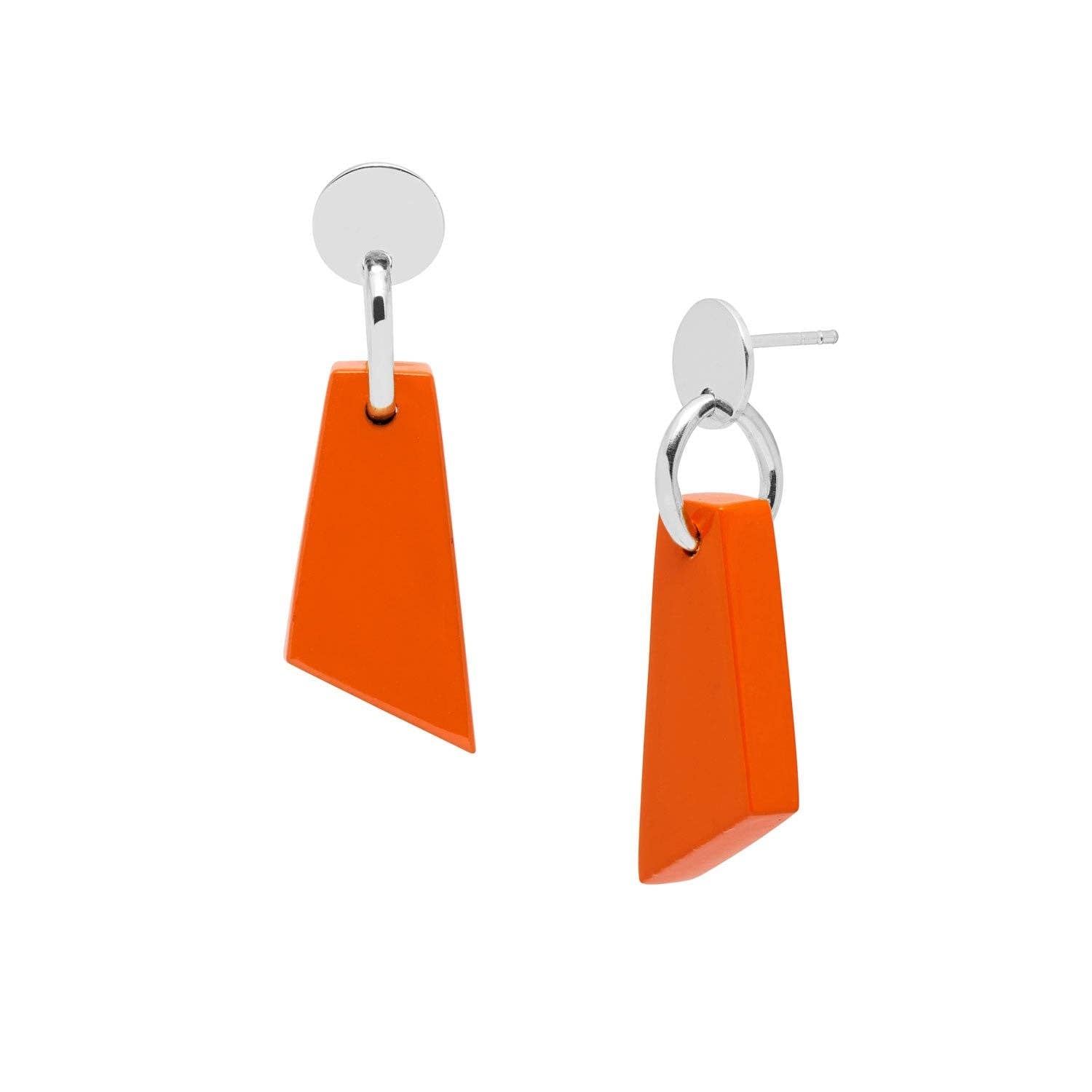 Ohrhänger aus orangefarbenem Horn — Silber