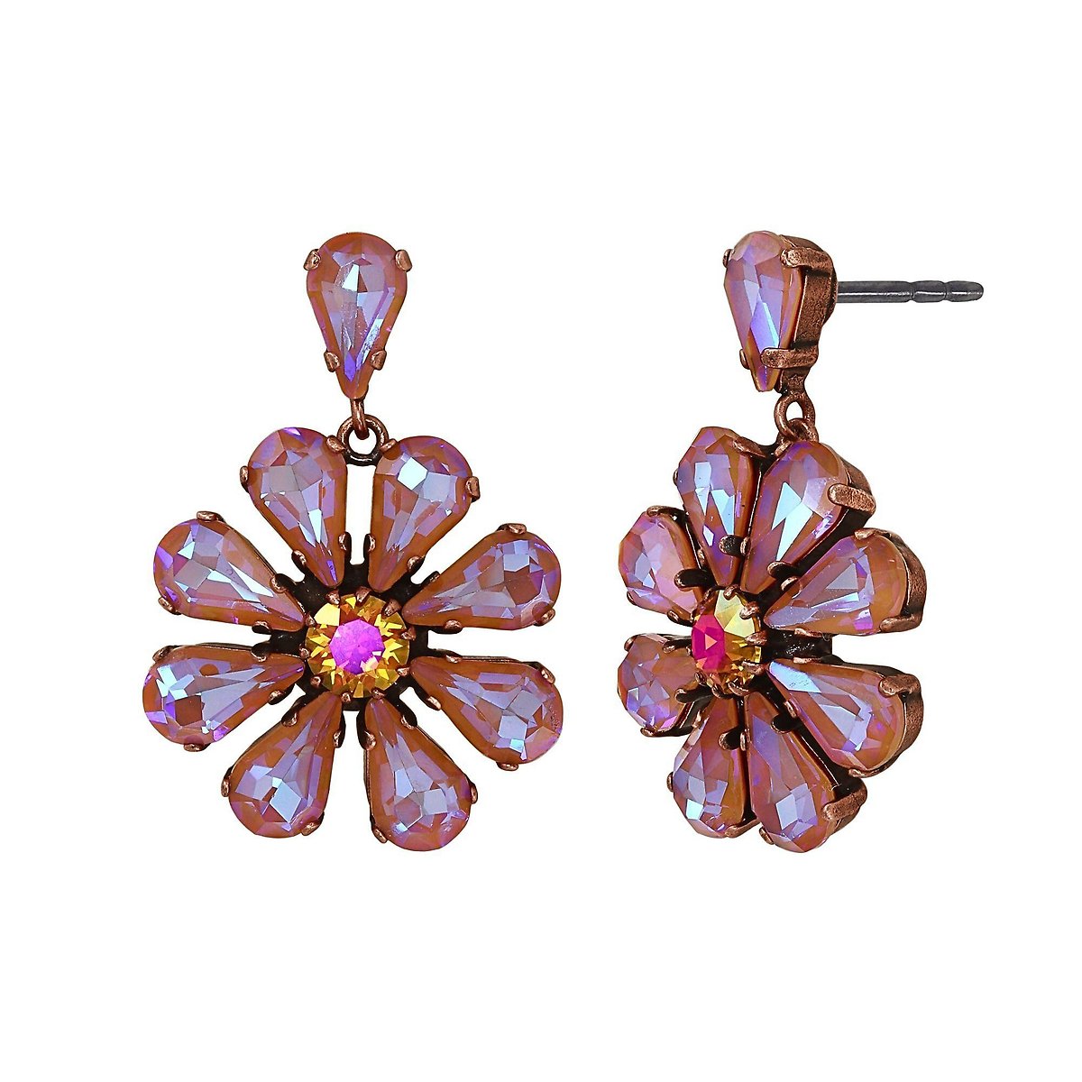 Konplott Twisted Blossom Ohrstecker baumelnd Pink/Gelb Größe L