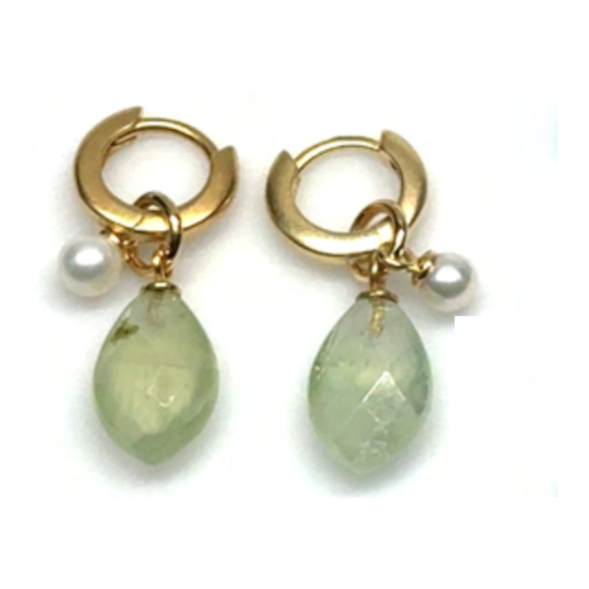 Stones in Style Mini-Creolen mit Prehnit, Silber vergoldet