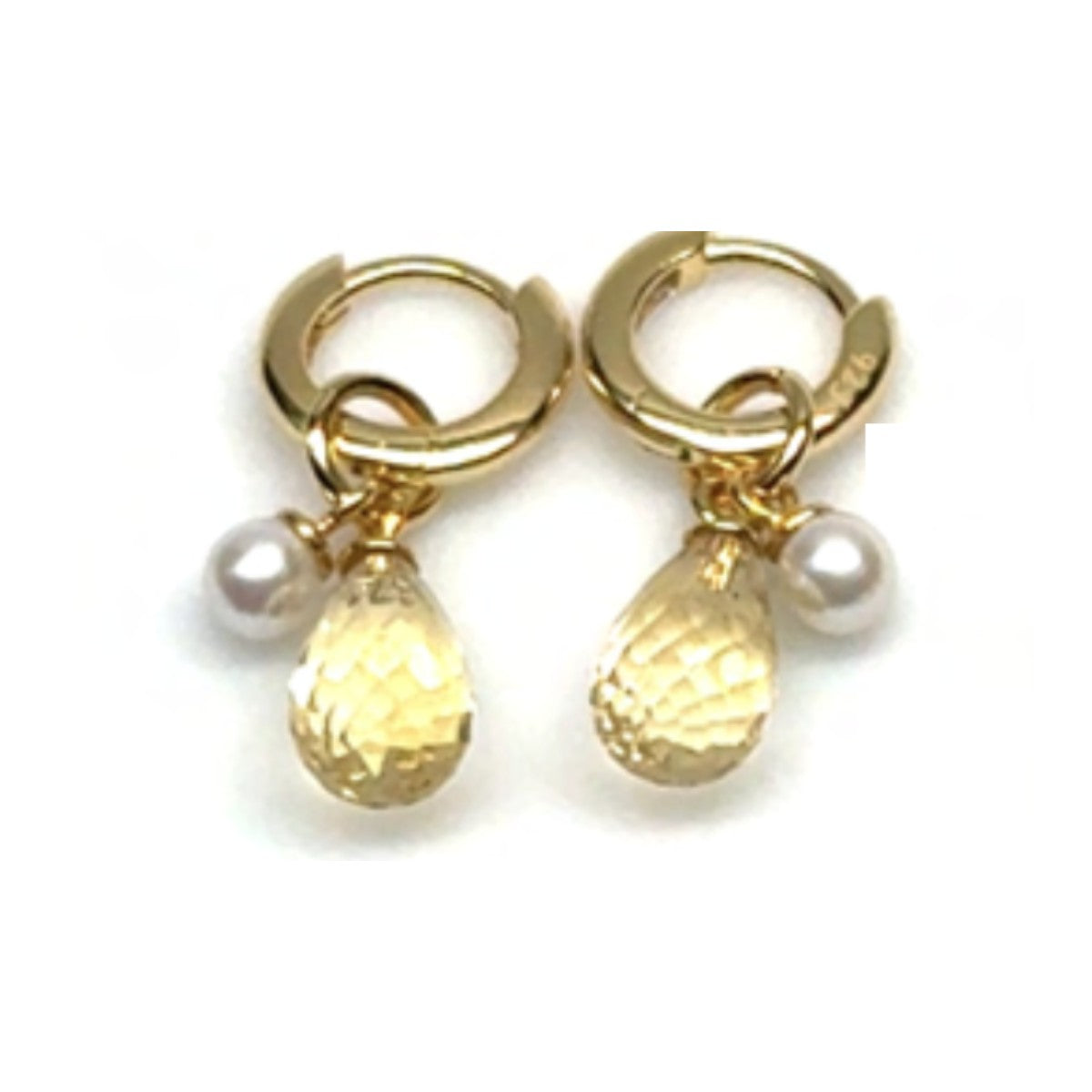Stones in Style Mini-Creolen mit Zitrin, Silber vergoldet