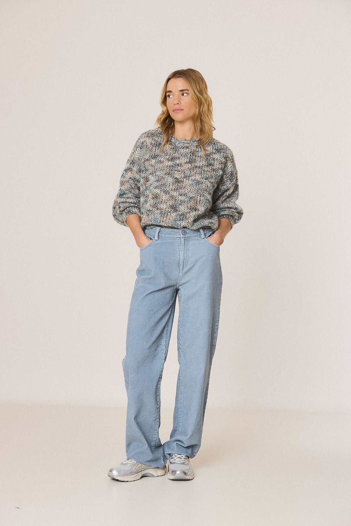 INDI&COLD Pullover in Melange mit Mohair und Alpaka in Blau