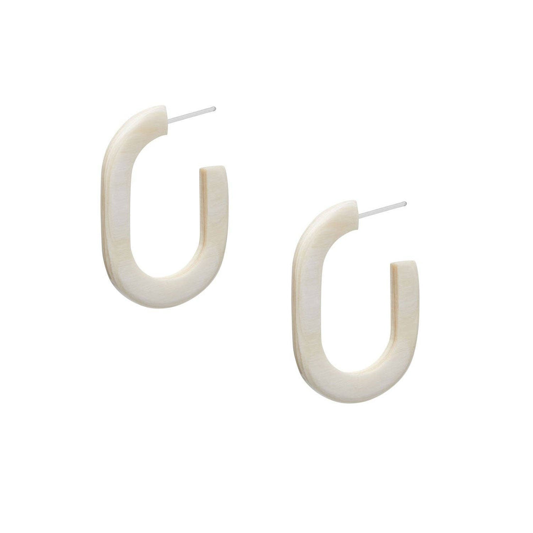 ELARA Weiße ovale natürliche Horn-Creolen / Schmuck