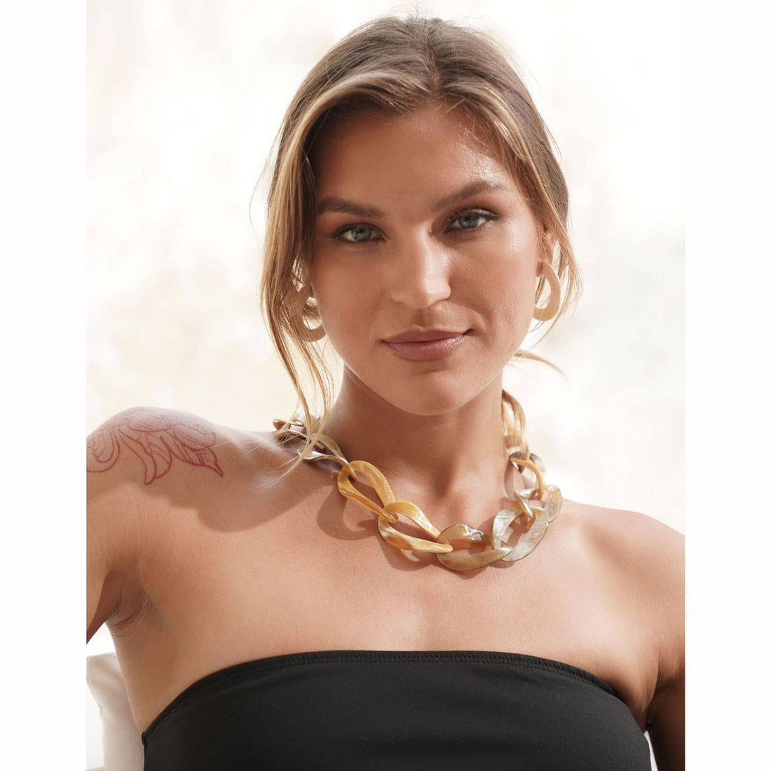 Weiße Horn-Curb-Link-Schmuckkette Geschenk für Frauen