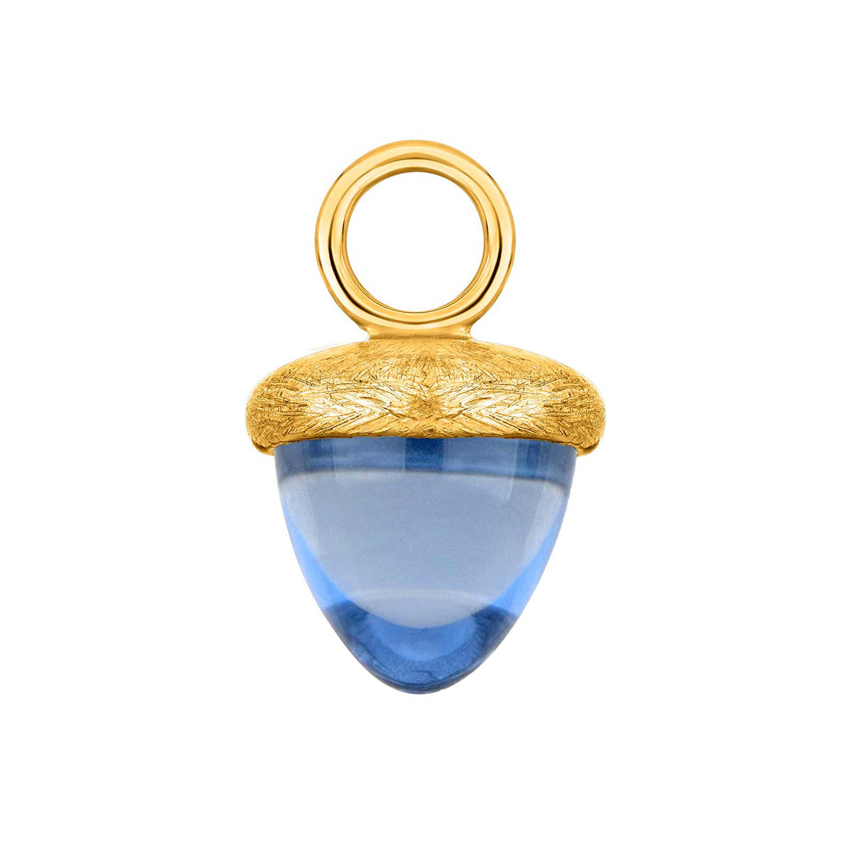 Heinzendorff Eichel-Anhänger 36 Hell-Safir-Blau – vergoldet matt