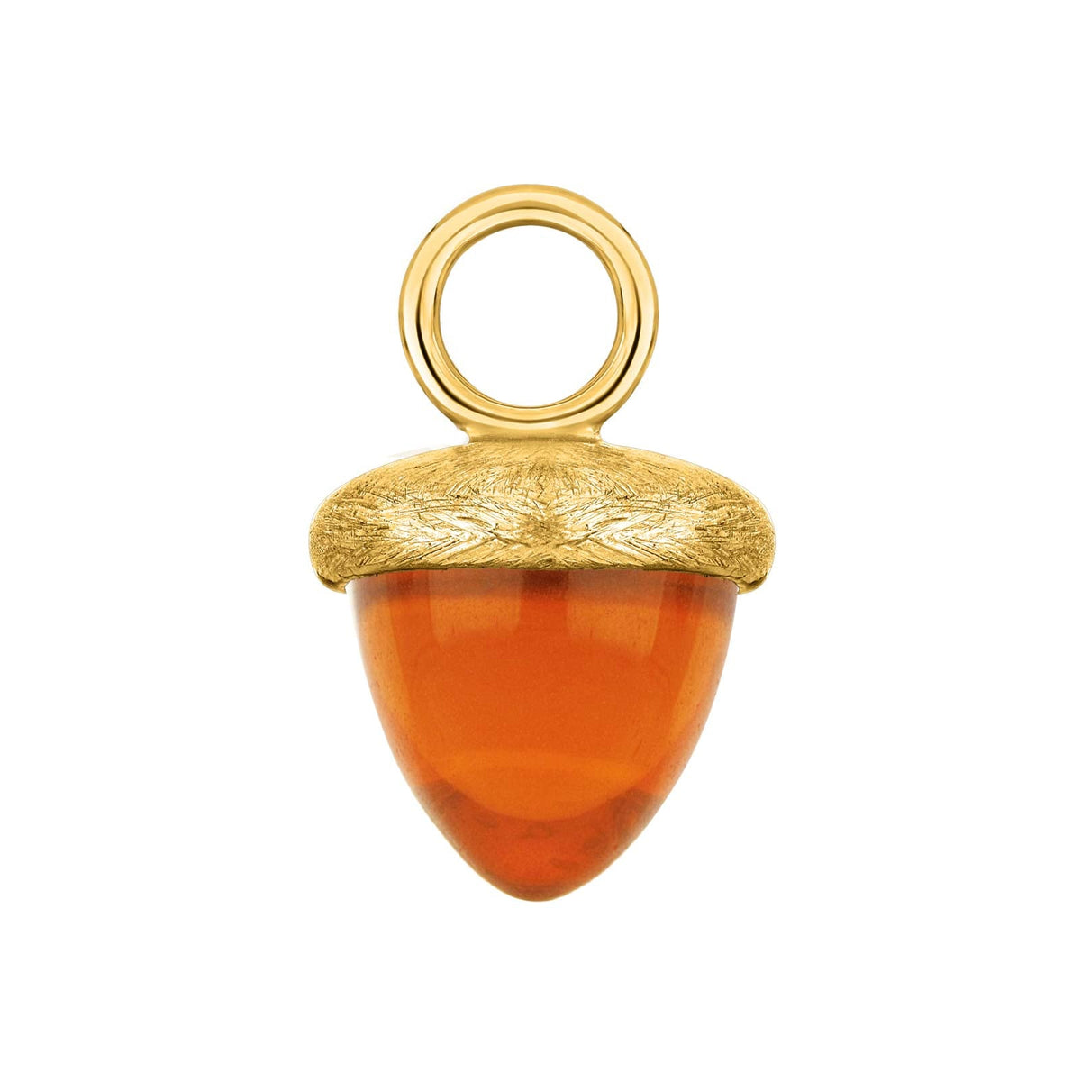 Heinzendorff Eichel-Anhänger 69 Hyazinth-Orange – vergoldet matt