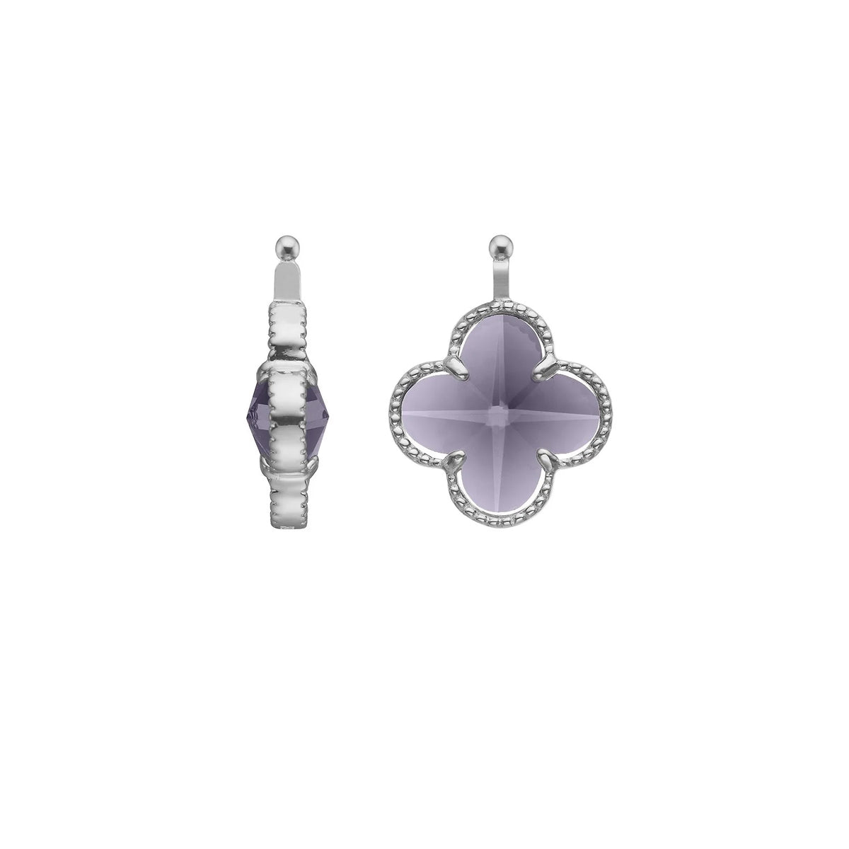 E92 – Kleines Kleeblatt aus facettiertem Glas in silber