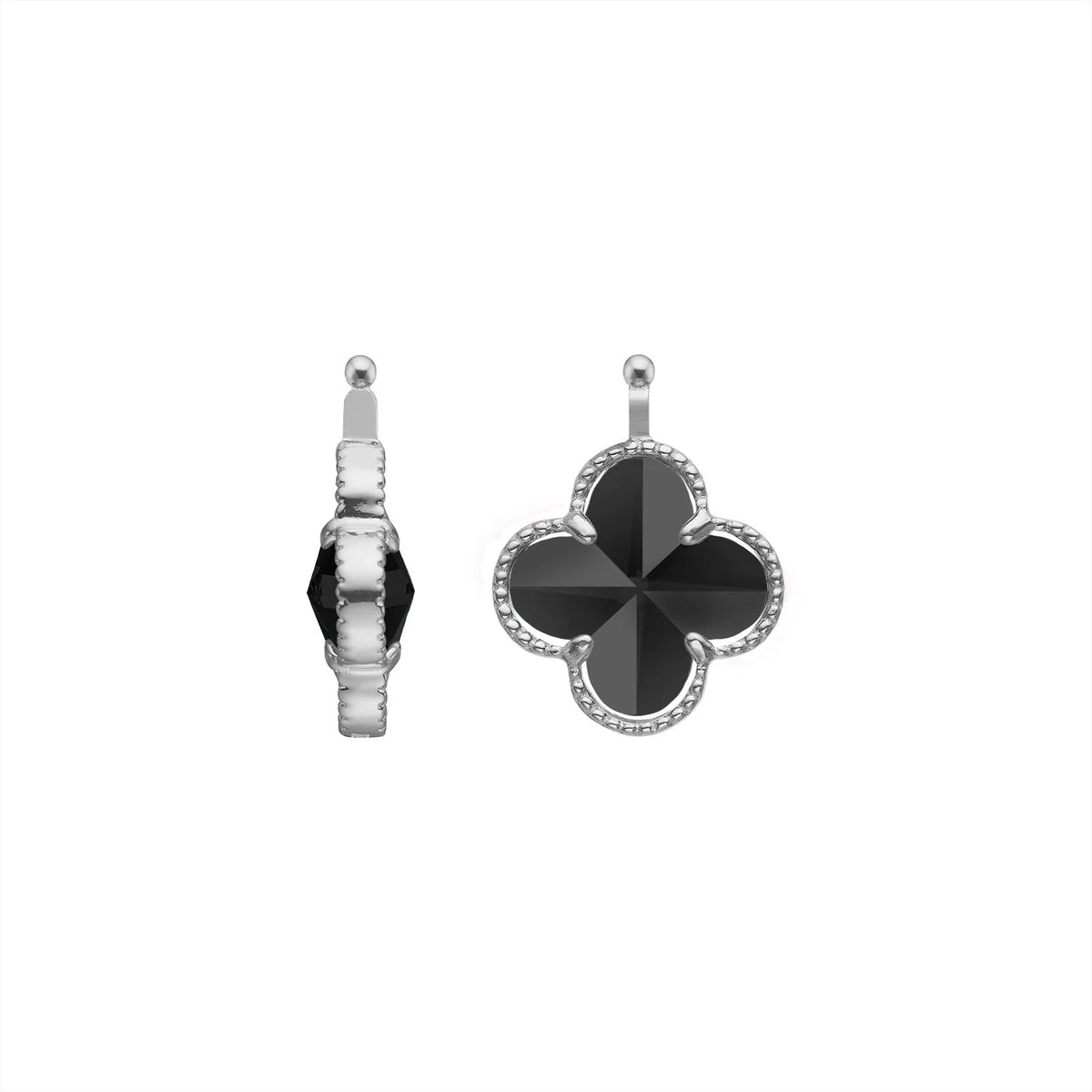 E92 – Kleines Kleeblatt aus facettiertem Glas in silber