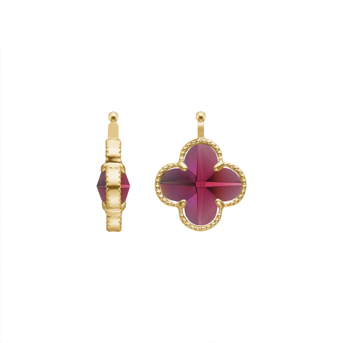 E92 – Kleines Kleeblatt aus facettiertem Glas in gold