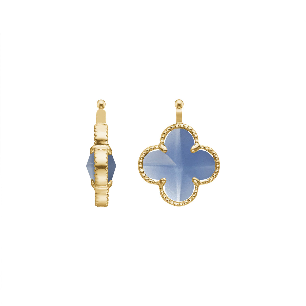 E92 – Kleines Kleeblatt aus facettiertem Glas in gold