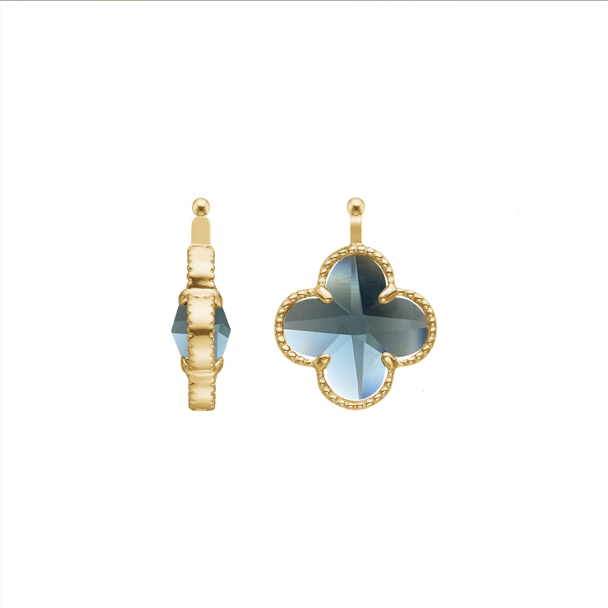 E92 – Kleines Kleeblatt aus facettiertem Glas in gold