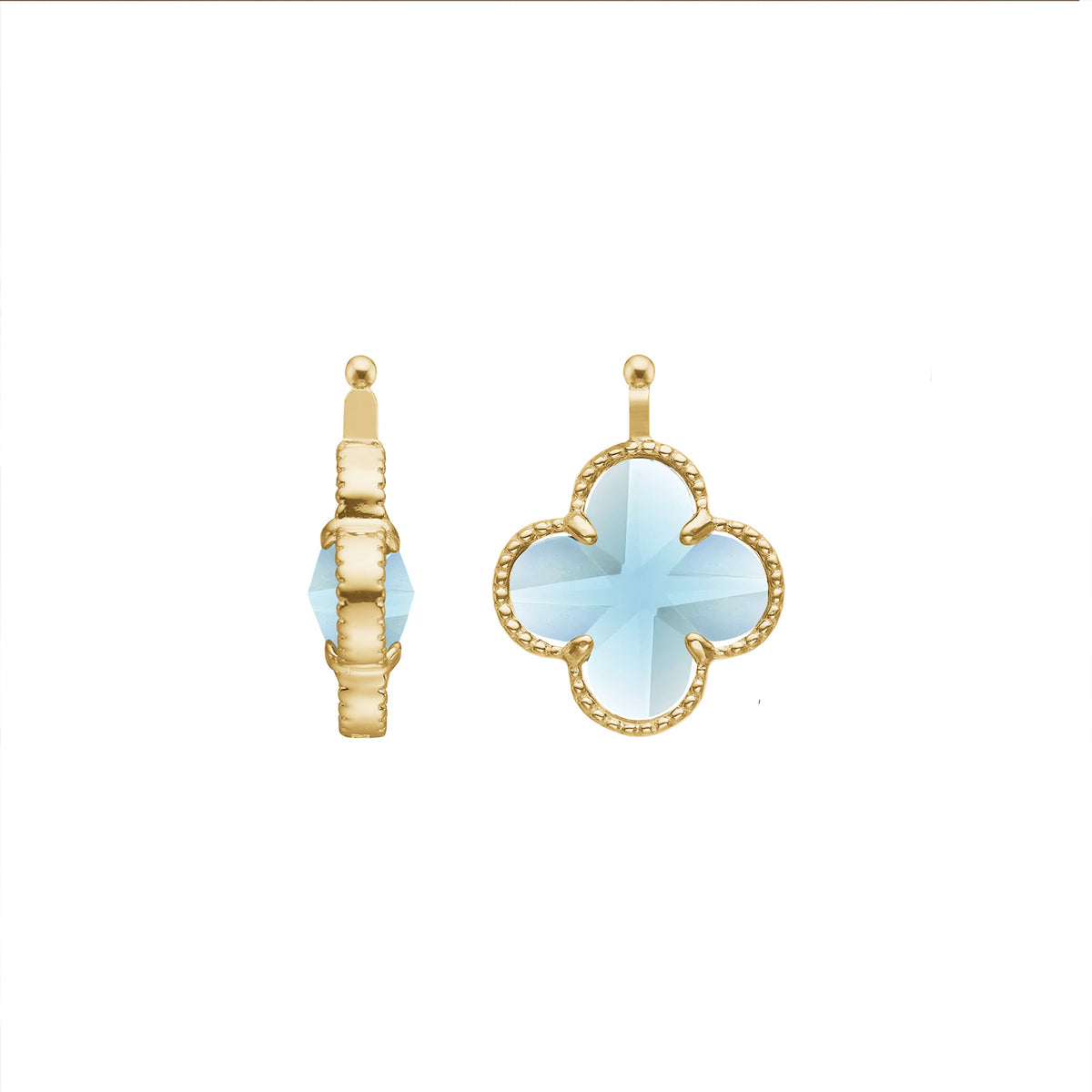 E92 – Kleines Kleeblatt aus facettiertem Glas in gold