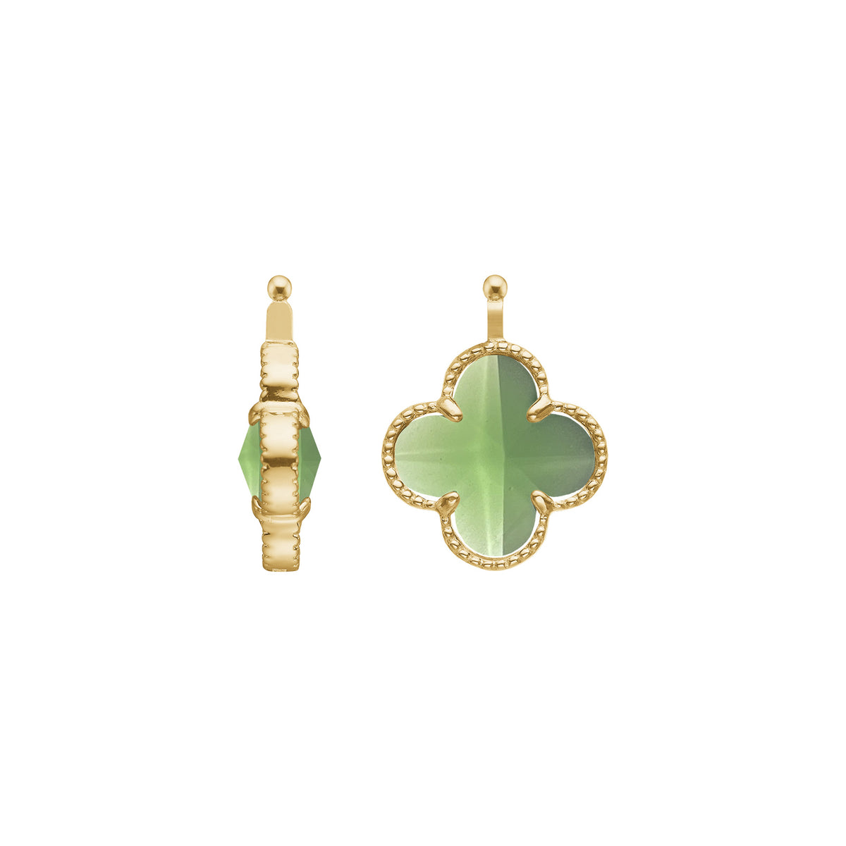 E92 – Kleines Kleeblatt aus facettiertem Glas in gold