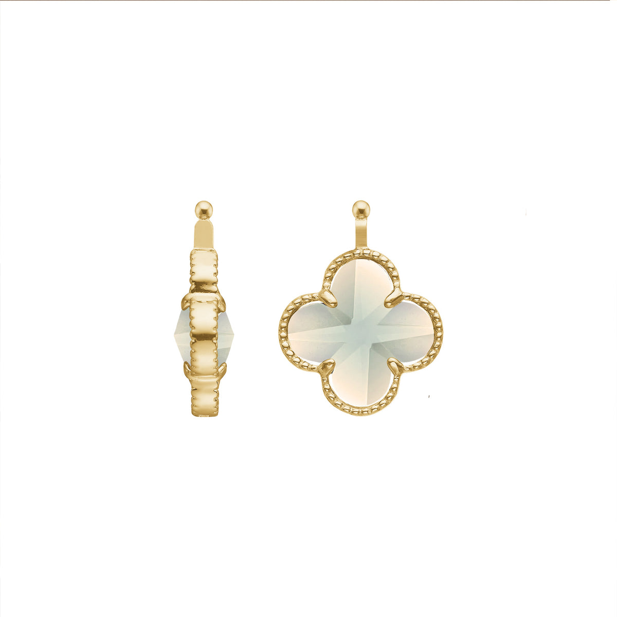 E92 – Kleines Kleeblatt aus facettiertem Glas in gold