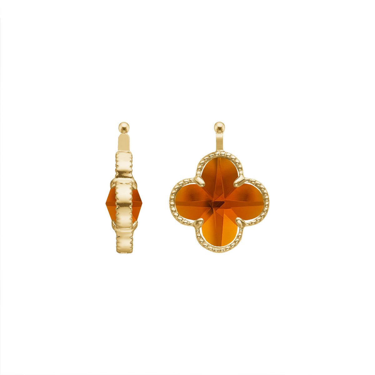 E92 – Kleines Kleeblatt aus facettiertem Glas in gold