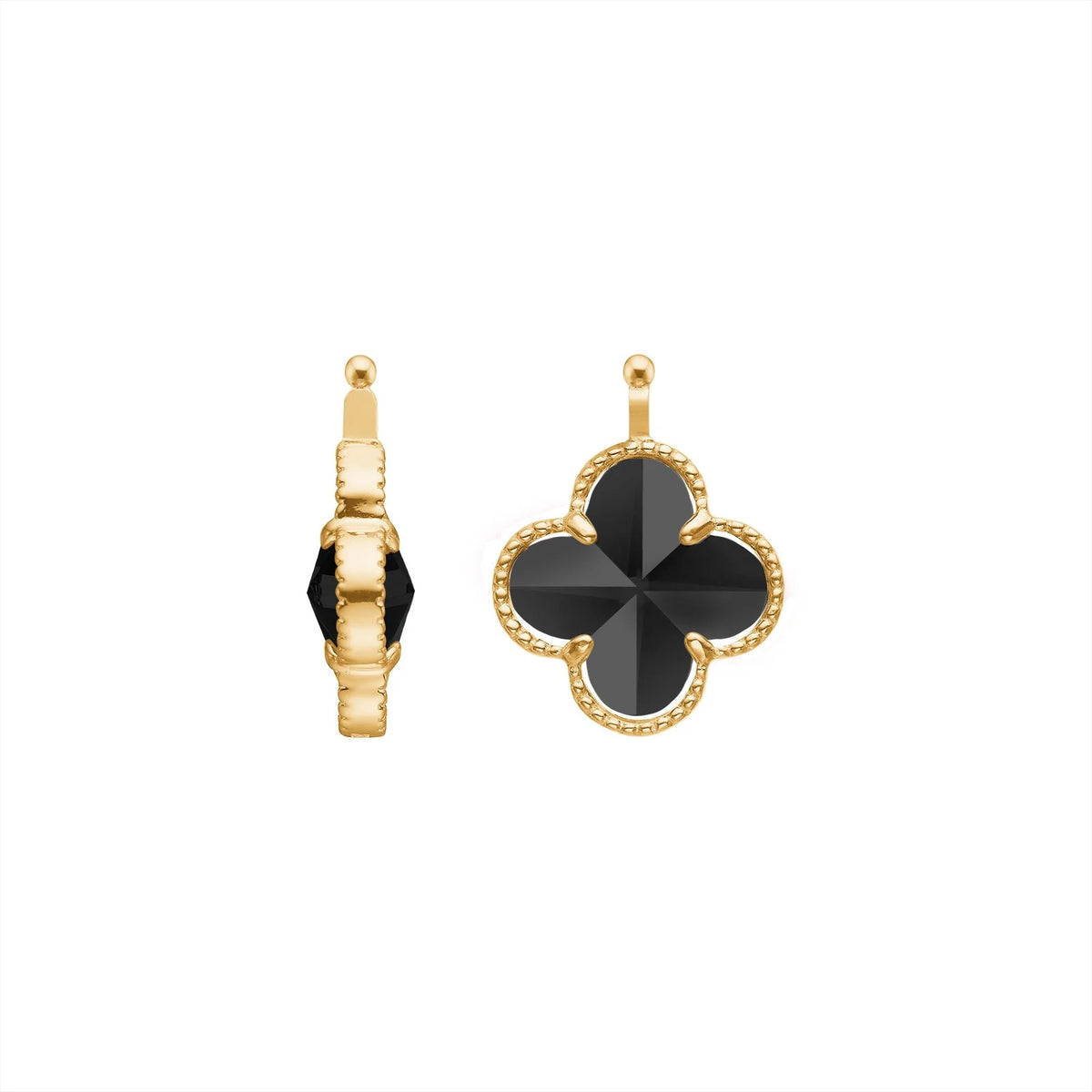 E92 – Kleines Kleeblatt aus facettiertem Glas in gold