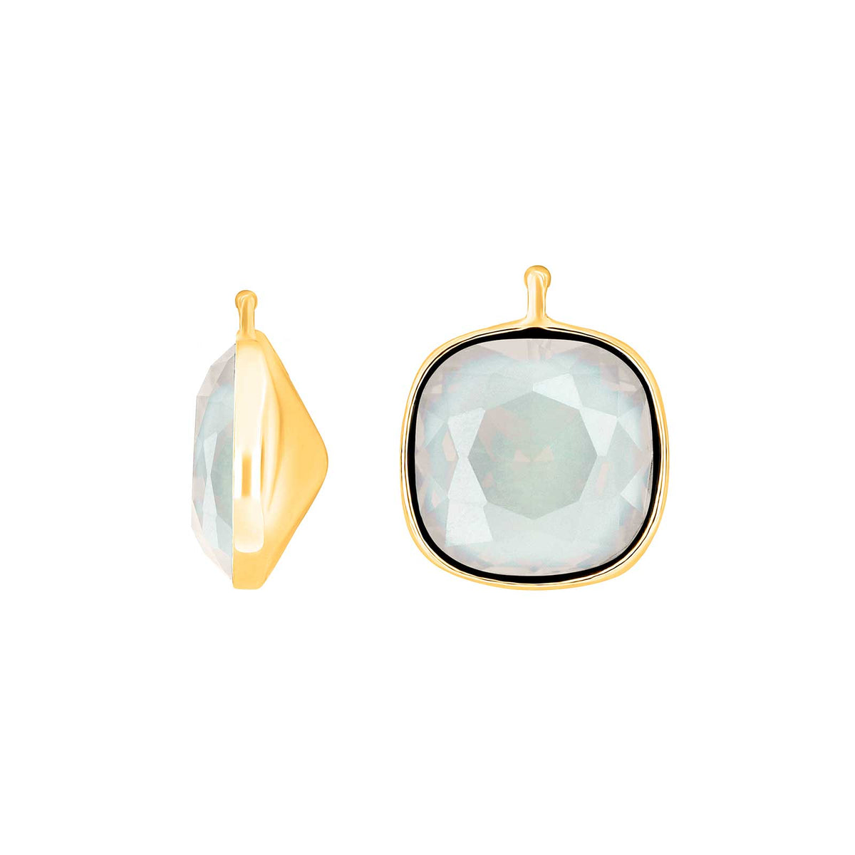 E29 – Facettiertes Quadrat aus Quarzglas in gold