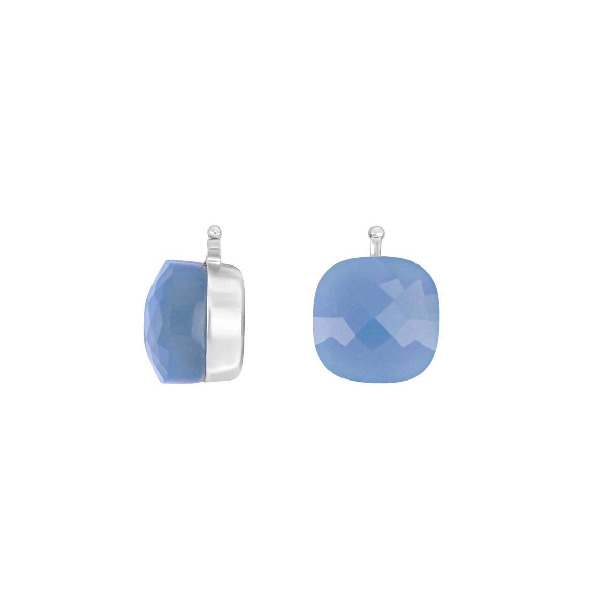 E56 – Kleines facettiertes Quadrat aus Quarzglas in silber