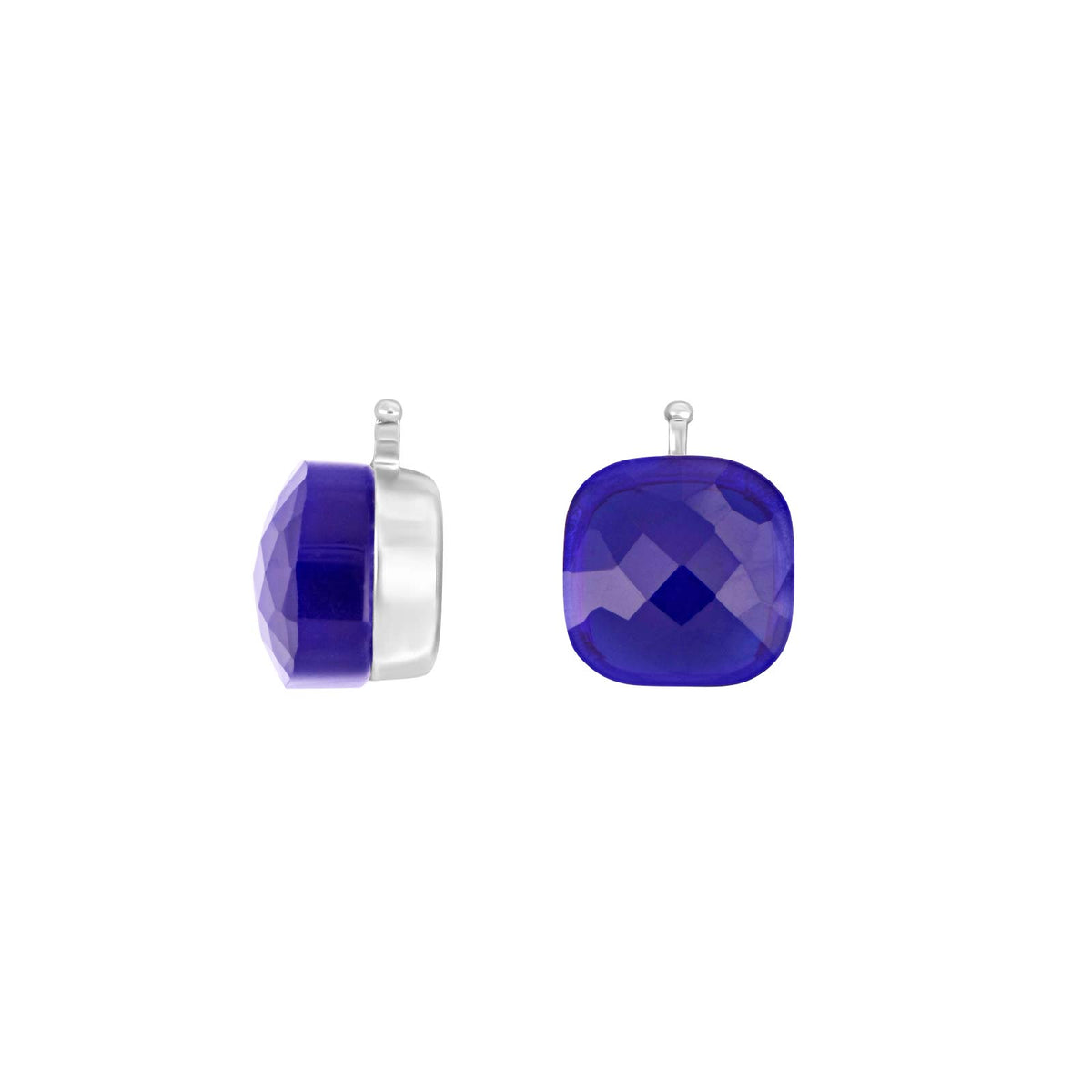 E56 – Kleines facettiertes Quadrat aus Quarzglas in silber