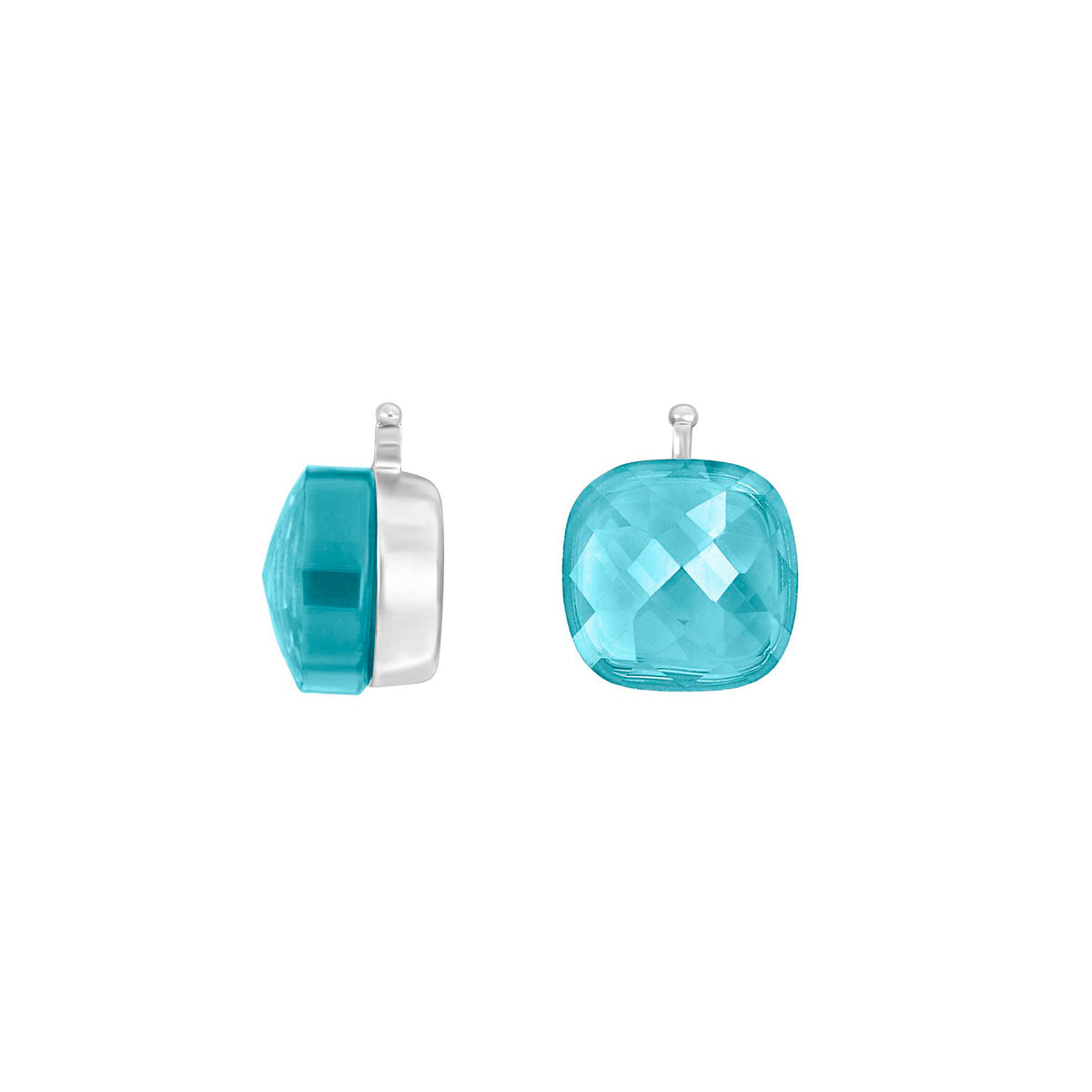 E56 – Kleines facettiertes Quadrat aus Quarzglas in silber