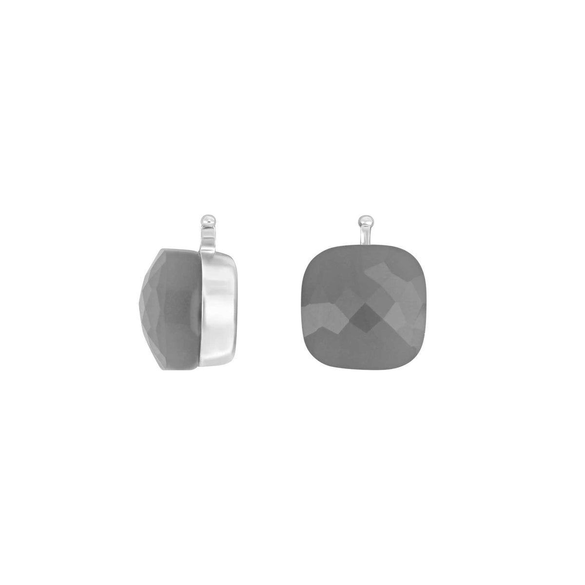 E56 – Kleines facettiertes Quadrat aus Quarzglas in silber
